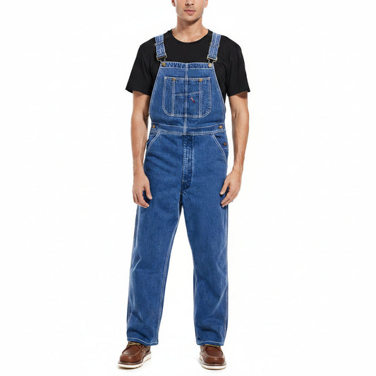Men’s Heavy-Duty Denim Bib Overalls – Rugged Workwear with Utility Pockets
